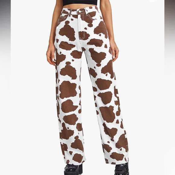 Brand New Cow Print Flared Jeans! - Picture 1 of 4
